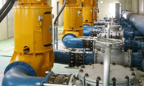 Industrial pumps and piping system for fluid handling in a facility.