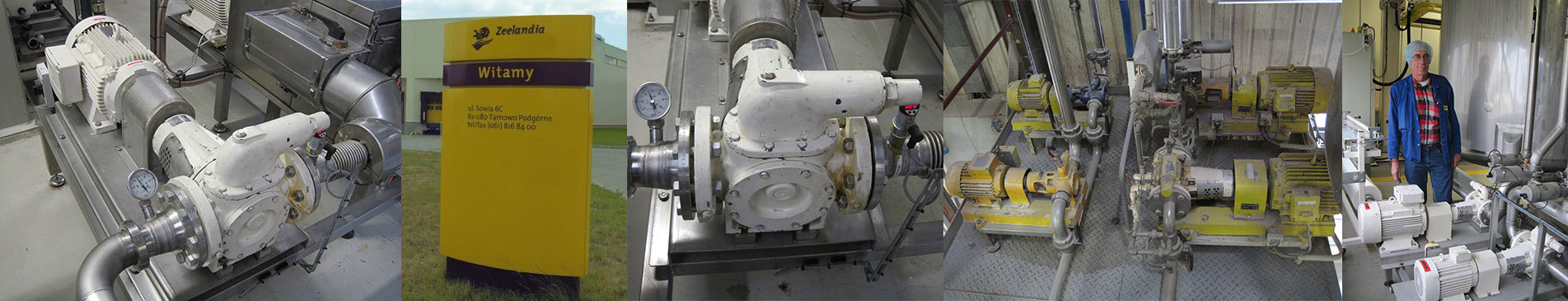 Industrial fluid handling equipment and machinery with a worker in a factory setting.