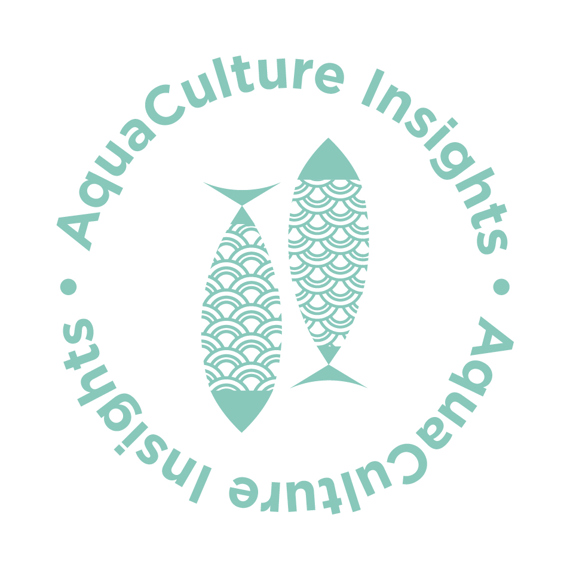 Circular logo with two stylized fish and "AquaCulture Insights" text.